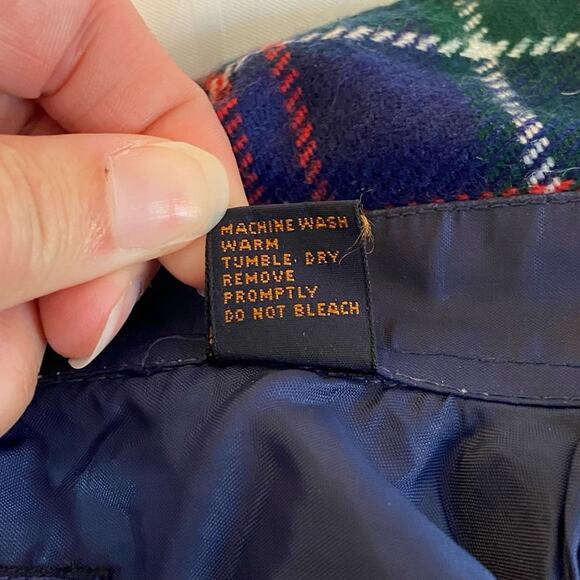 Vintage Woodland Large Navy Heavy Plaid Flannel Shirt Jacket Button Down Shirt - Picture 13 of 14